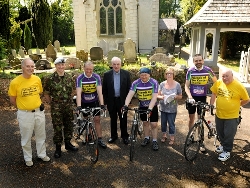 At St Catharine's Parish Church, Killead, which is located on the Aldergrove military base, the cyclists and support team members were met by Lieutenant Colonel Andy Atkinson, the Deputy Station Commander.